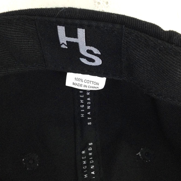 Higher Standards Black Dope White Embroidered Logo Cotton Snapback Hat - Picture 8 of 11
